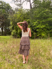  Mocha Floral Skirt - Southern Obsession Co. 
