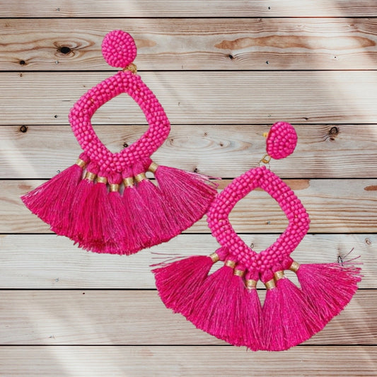 Fuchsia Fringe Earrings - Southern Obsession Co. 