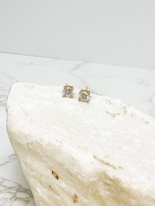 Classic Diamond Cubic Zirconia Studs: Gold - Southern Obsession Co. 