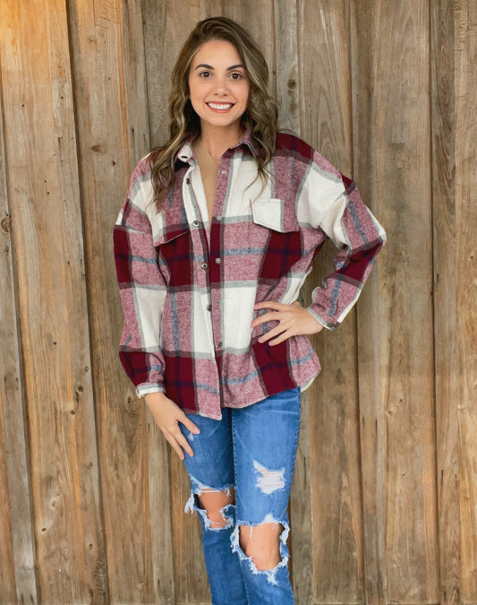 Wine Oversized Plaid - Southern Obsession Co. 