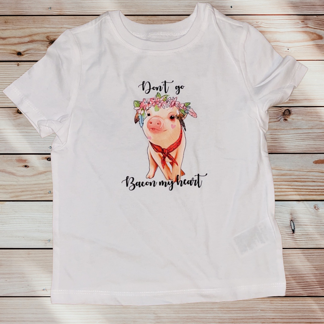 kids Don’t go Bacon my heart white tee - Southern Obsession Co. 